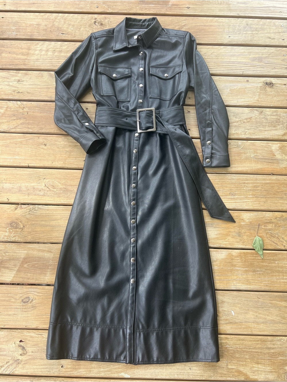 Pilcro Faux Leather Midi Shirtdress - Picture 3 of 6